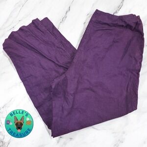 Valerie Stevens Pants Womens 10 P Purple 100% Linen High Rise Tapered Leg‎